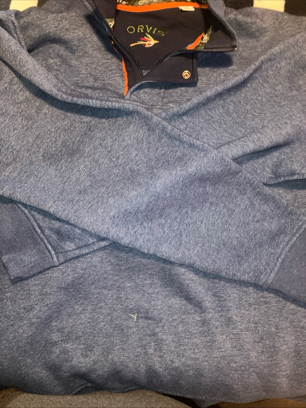 Orvis cotton blend sweatshirt , men’s XL/EG , blue with pockets, NWOT